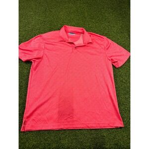 PGA Tour Polo Shirt Mens XL Red Textured Argyle Short Sleeve Collared Tennis